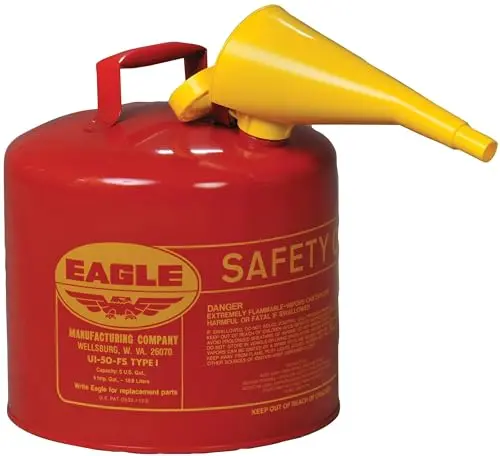 Eagle 5 gallon red safety gas can with flame arrester