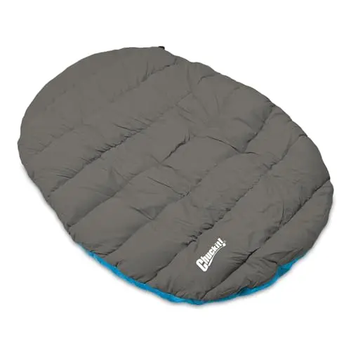 Chuckit travel dog bed showing quilted surface and compact carrying size