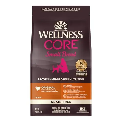 Wellness CORE grain-free small breed dog food bag with turkey and chicken