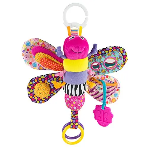 Lamaze Fifi the Firefly car seat toy with colorful crinkle wings and baby-safe mirror