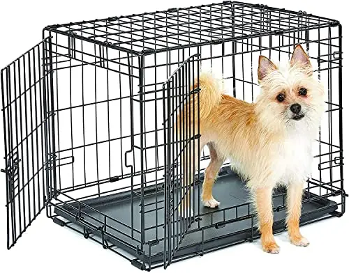New World double door folding metal dog crate for small breeds