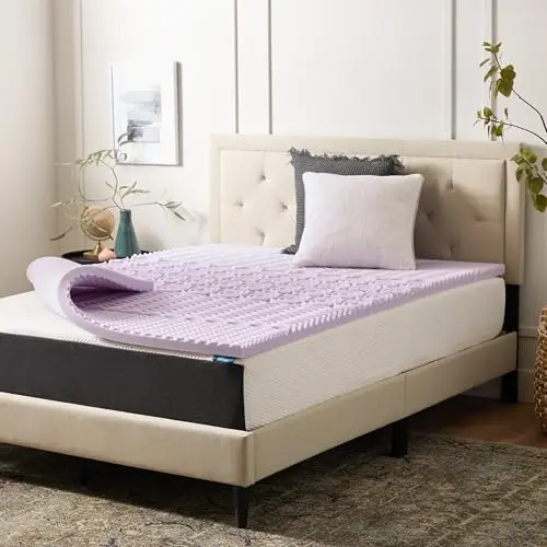 LUCID lavender infused memory foam mattress topper with 5-zone support