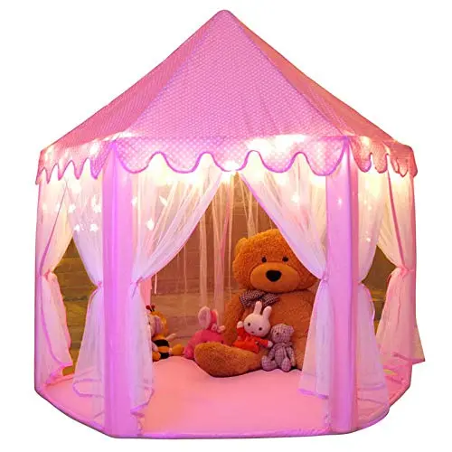 Monobeach princess play tent with star lights for children