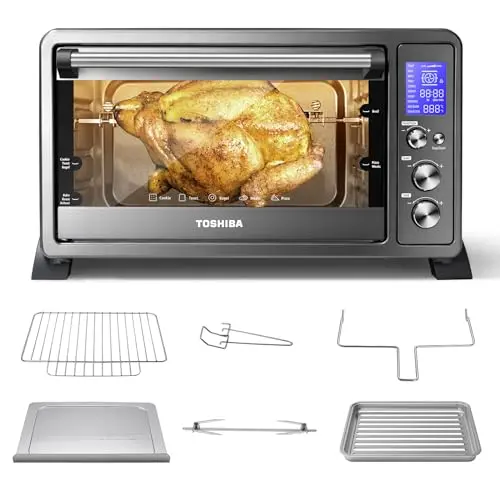 TOSHIBA 6-slice convection toaster oven in black stainless steel