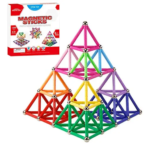 Magnetic building sticks and balls for 3D construction play