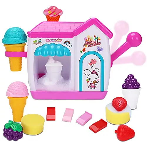 Ice cream foam maker bath toy creating bubbles