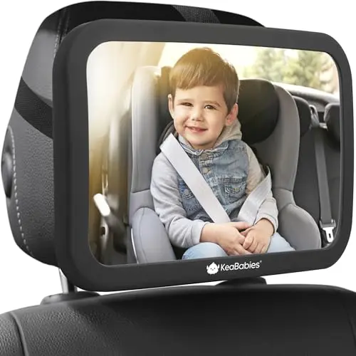 KeaBabies baby car mirror with reinforced straps and clear view
