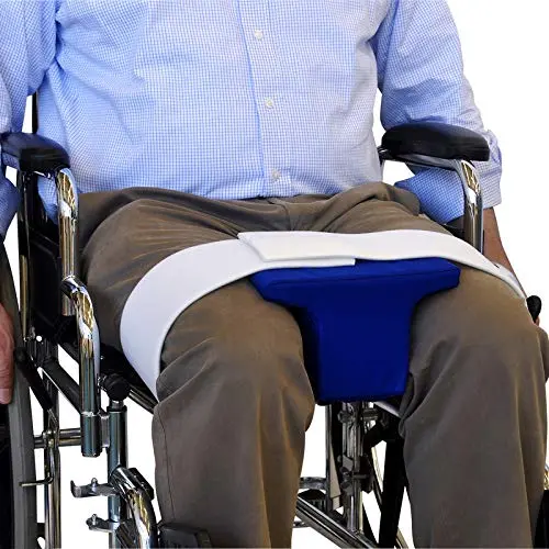 NYOrtho abduction wedge pillow positioned between legs for hip surgery recovery