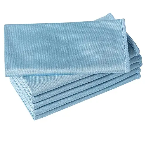 Puomue blue microfiber glass cleaning cloths pack of six