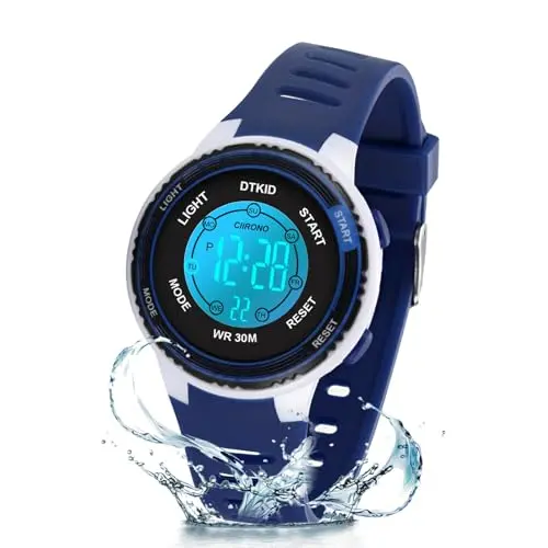 DTKID digital kids waterproof watch with colorful lights and easy reading