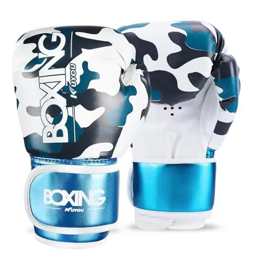 KUYOU kids boxing gloves with cartoon style in blue