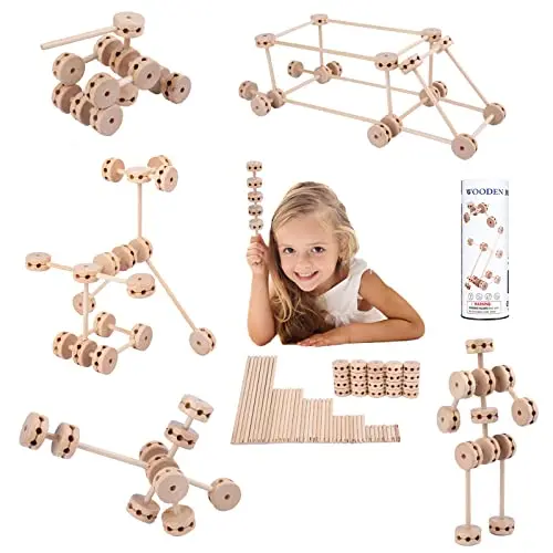 QIJIAN wooden building blocks with rods and joints for construction