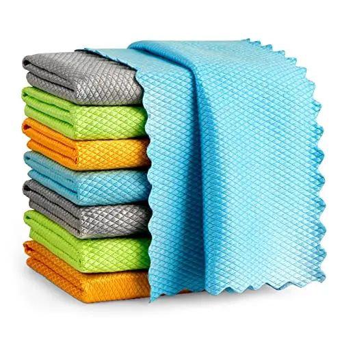 AIDEA multicolor microfiber glass cleaning cloths eight-pack