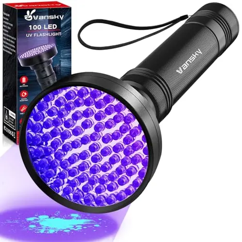 Vansky 100 LED UV flashlight for home urine detection and cleaning