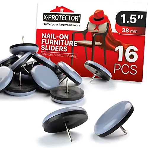 X-PROTECTOR 1.5-inch large nail-on chair glides for vinyl floors