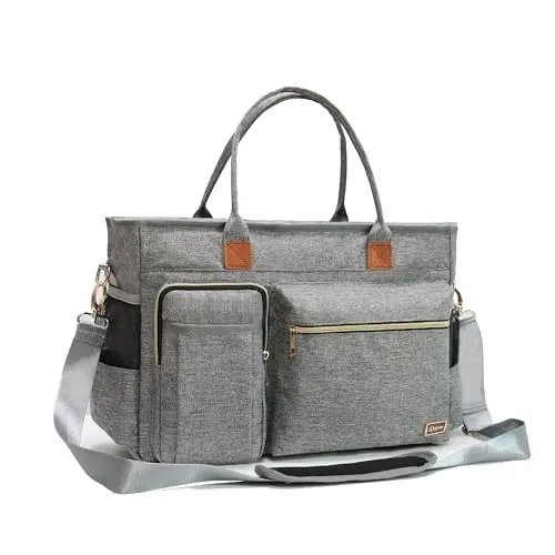 Rabjen Nurse Tote Bag with multiple pockets and laptop sleeve