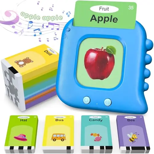 Kuovei talking flash cards with educational cards and card reader