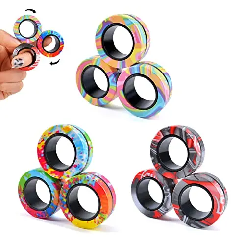 Cevioce magnetic rings fidget toy set with multiple rings