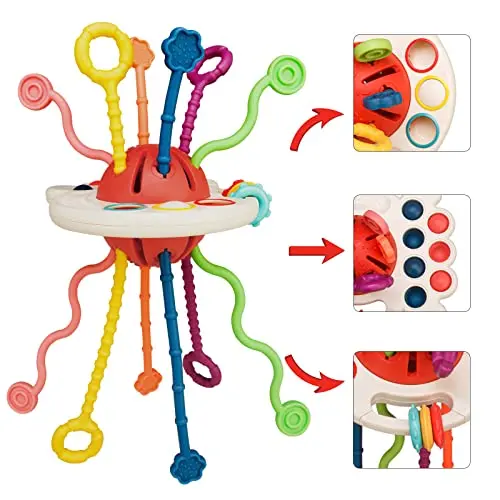 Tiyol octopus-shaped silicone pull string sensory toy