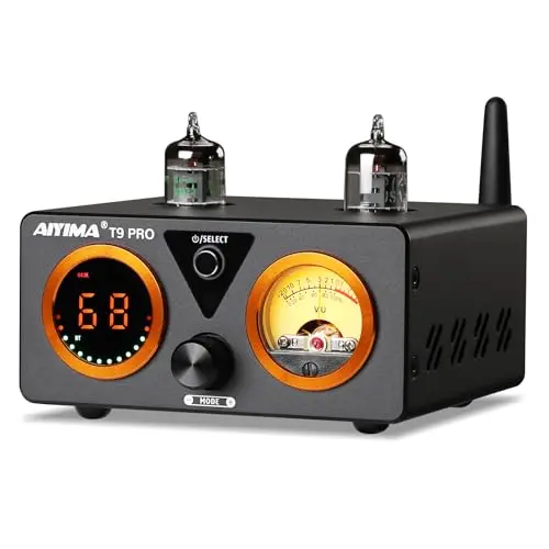 AIYIMA T9 PRO tube amplifier with VU meter and compact design