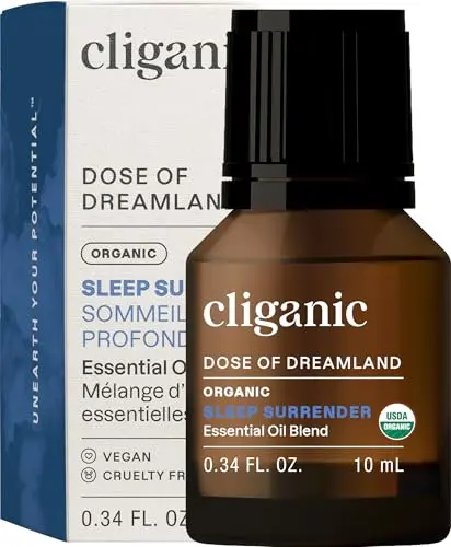 Cliganic organic sleep surrender essential oil blend bottle