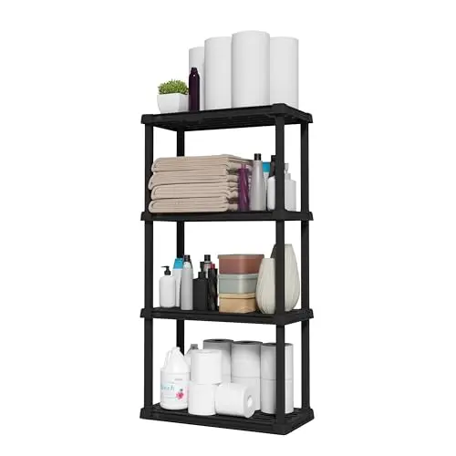IRIS USA 4-tier plastic storage shelves for garage and home