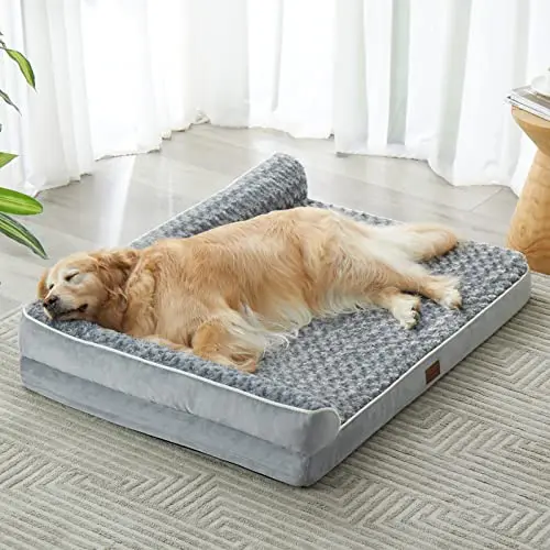 BFPETHOME orthopedic dog bed with L-shaped design and soft fluff