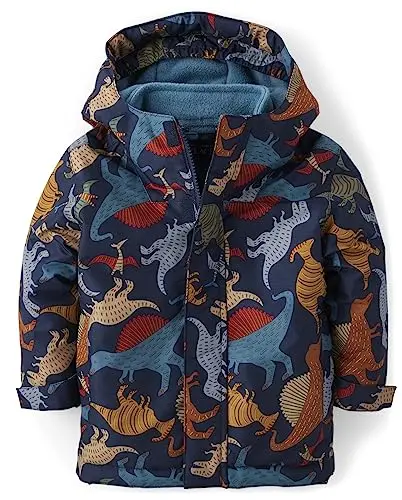 The Children's Place toddler 3-in-1 winter jacket with dinosaur print and removable fleece liner