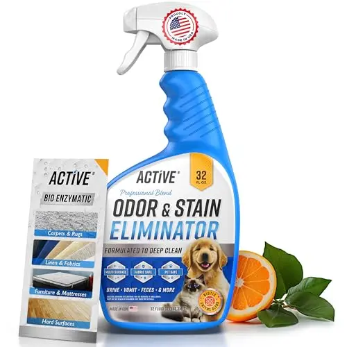 ACTIVE enzyme cleaner spray for removing pet odors and stains from furniture