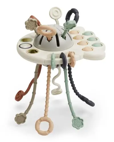 GOPO Montessori silicone pull string toy for babies and toddlers