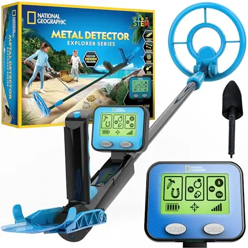 National Geographic metal detector for kids with pinpoint function and waterproof coil