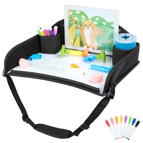 COOLBEBE black kids travel tray with multiple cup holders