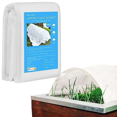 Abimars thick frost blanket protecting garden plants from freezing temperatures