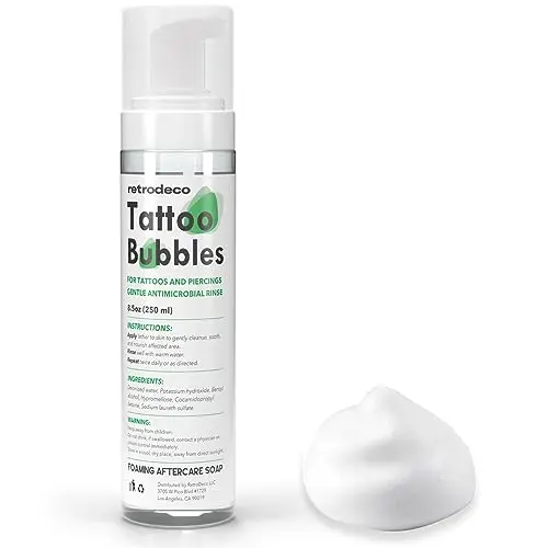 RetroDeco Tattoo Bubbles foaming soap bottle for piercing aftercare