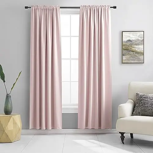 DONREN baby pink blackout curtains with rod pocket for nursery
