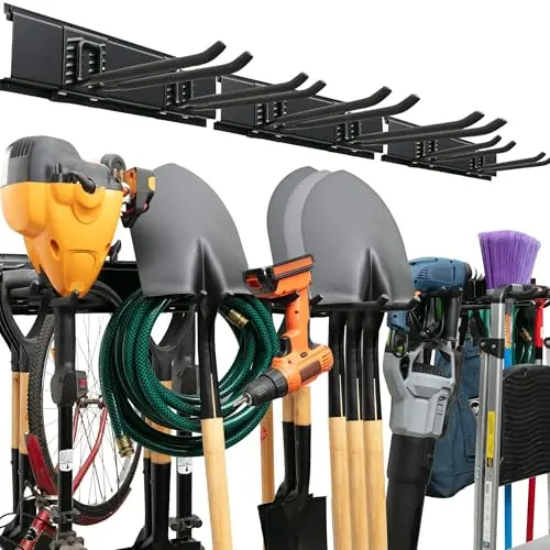 TIDYME garage tool organizer wall mount with adjustable hooks
