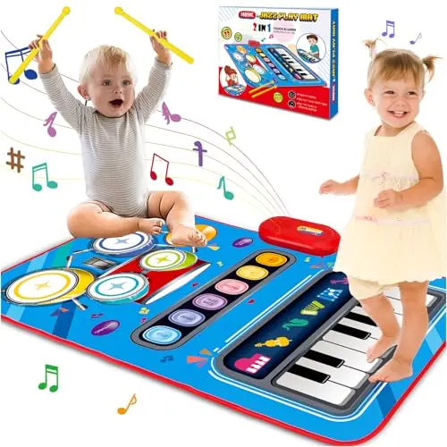 AITBAY musical play mat with piano and drum sections
