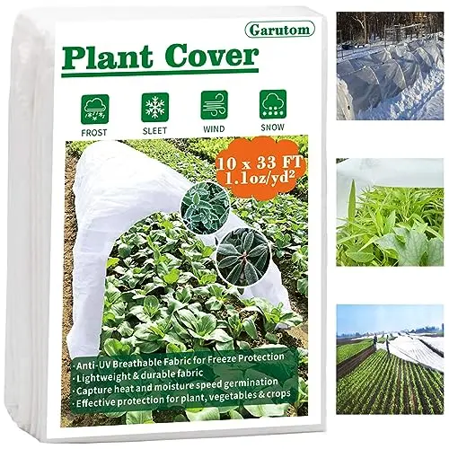Garutom frost cloth covering vegetable garden beds