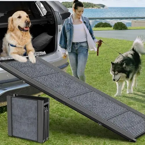 HerCcreta wigge folding dog ramp for SUV with non-slip rug