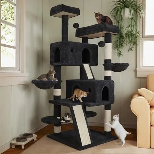 MUTICOR 66-inch cat tree with scratching boards and baskets