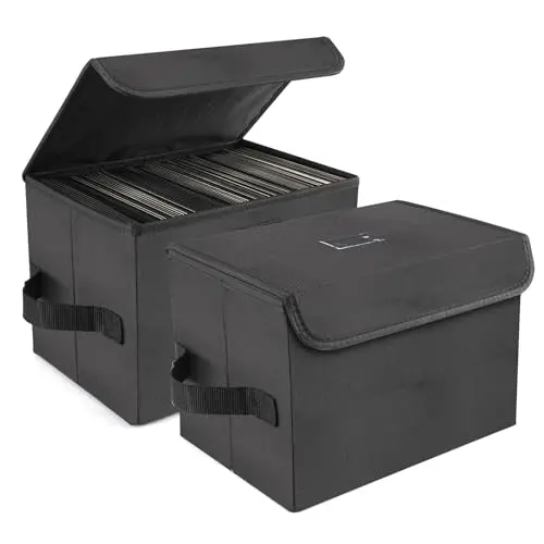 alavisxf black nylon 7-inch vinyl record storage boxes