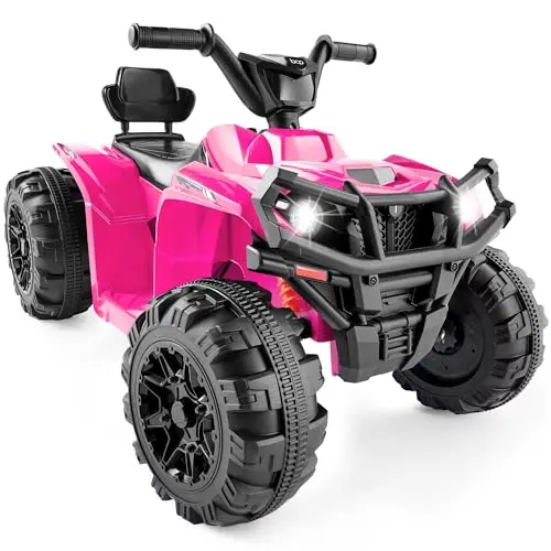 Best Choice Products 12V kids electric ATV in hot pink with treaded tires