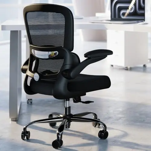 TRALT armless office chair with mesh back and lumbar support