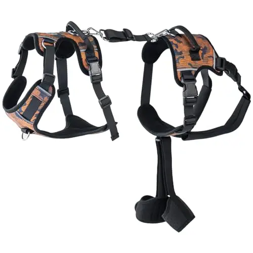 Dollephi Dog Lift Harness in orange with striped pattern