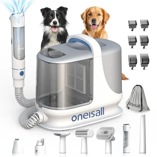 ONEISALL BM3 dog grooming vacuum with large 3L dust cup and wireless clippers for husky grooming