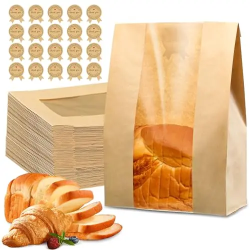 AZLTC paper bread bags with window for sourdough storage