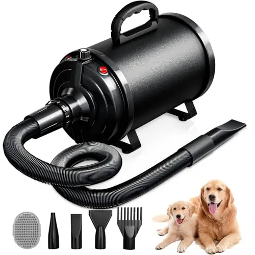 BLANLODY high-velocity dog dryer with comb attachment and adjustable settings
