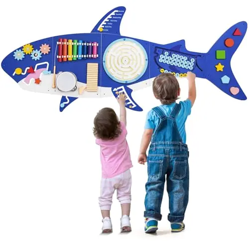 WEIHNACHT shark-themed wall busy board with multiple activities