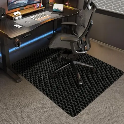 VICWE black chair mat with studs on carpet