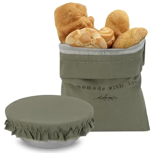 KIBAGA linen bread bag with proofing cover for sourdough storage